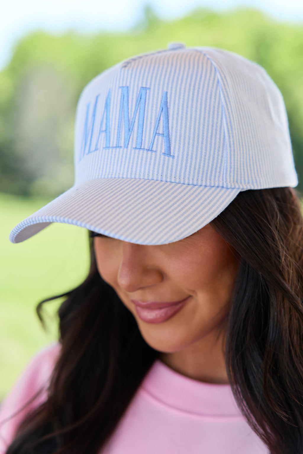 Blue Striped Mama Trucker Hat SALE