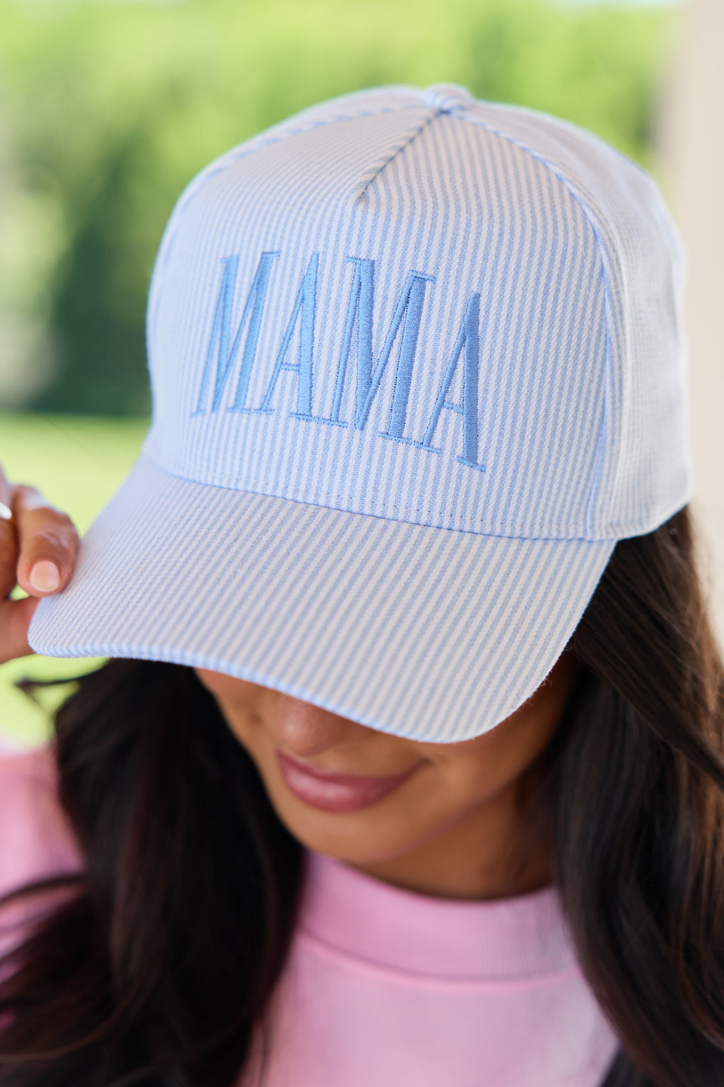 Blue Striped Mama Trucker Hat SALE