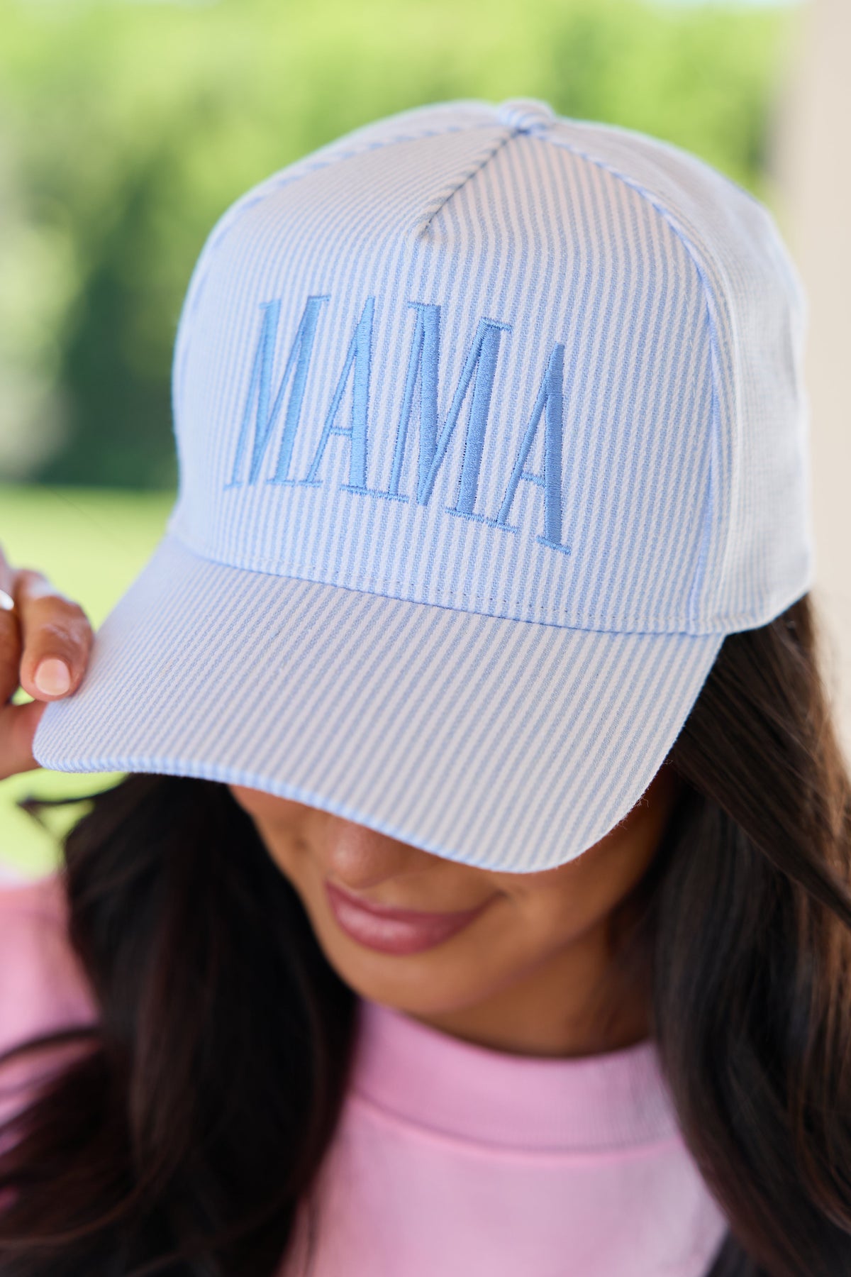 Blue Striped Mama Trucker Hat SALE