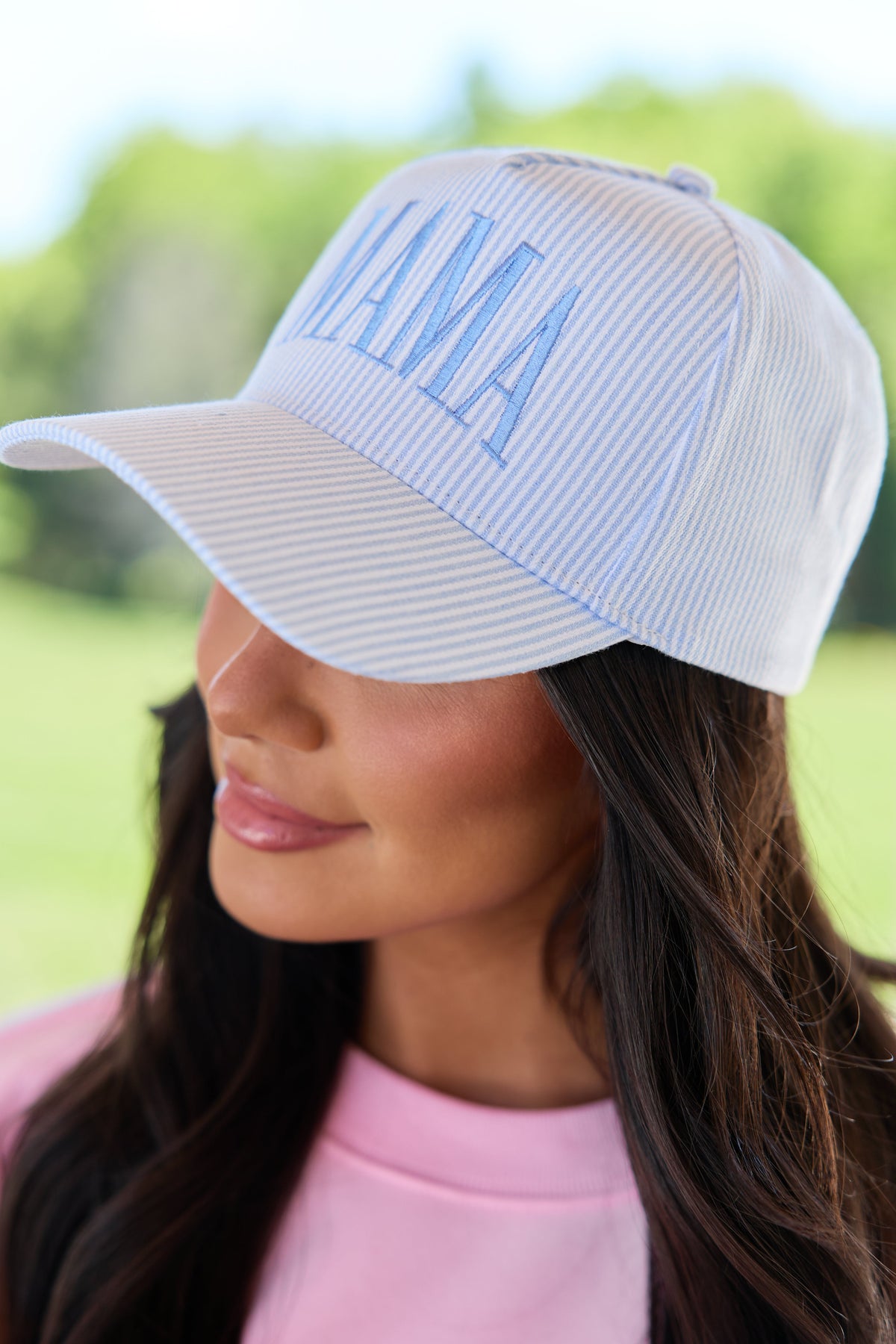 Blue Striped Mama Trucker Hat SALE
