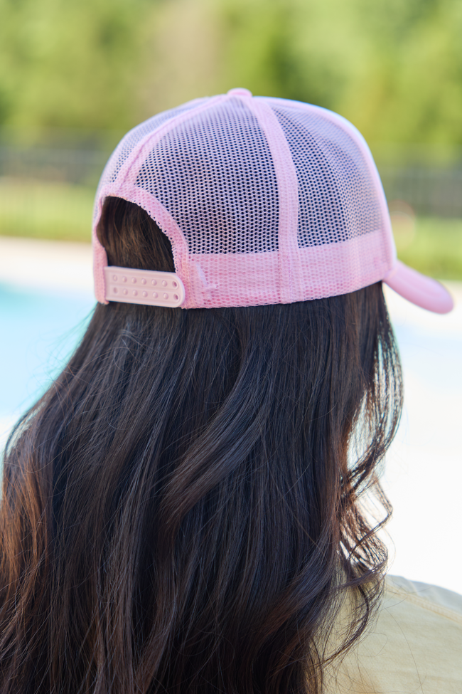 Mahj Block White/Pink Embroidered Trucker Hat SALE