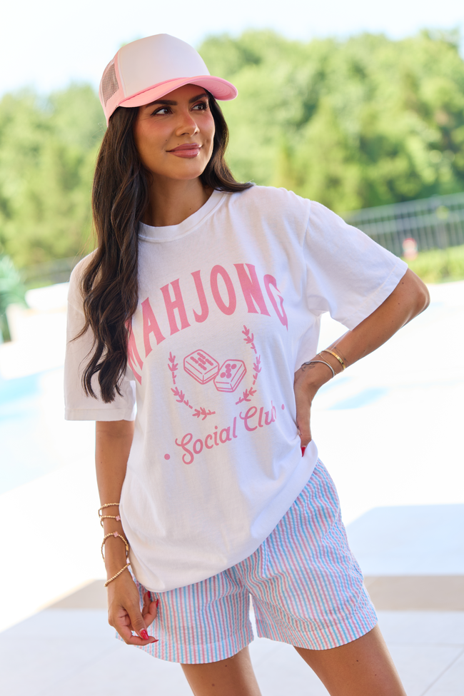 Mahjong Social Club White Comfort Colors Graphic Tee SALE