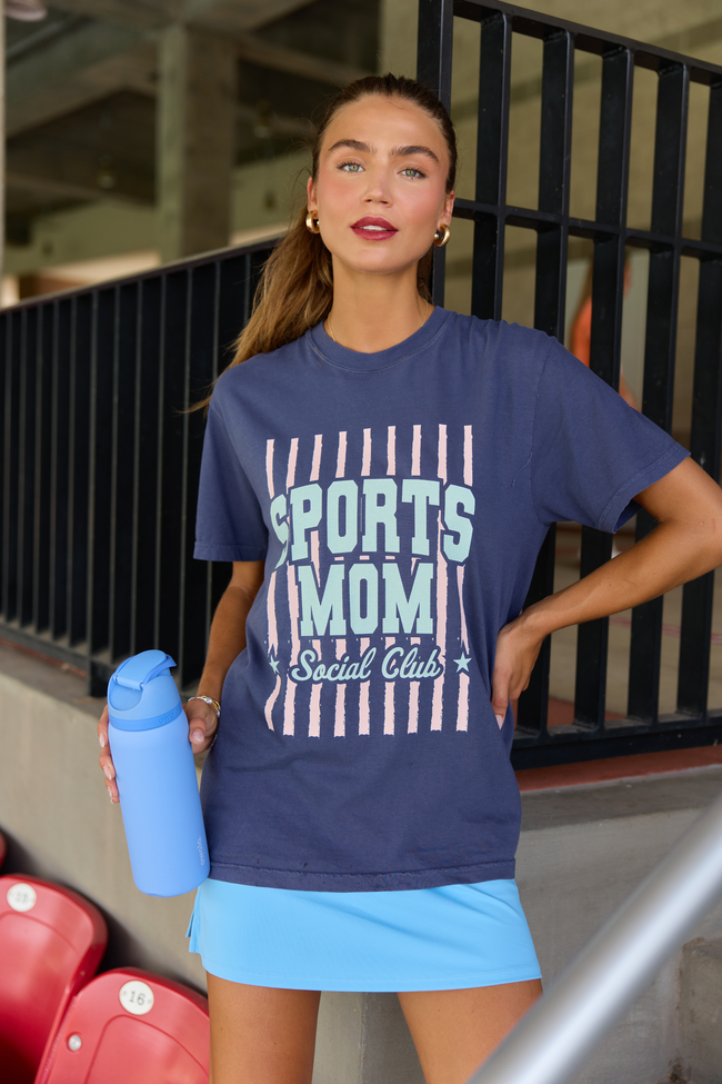Sports Mom Social Club Navy Graphic Tee