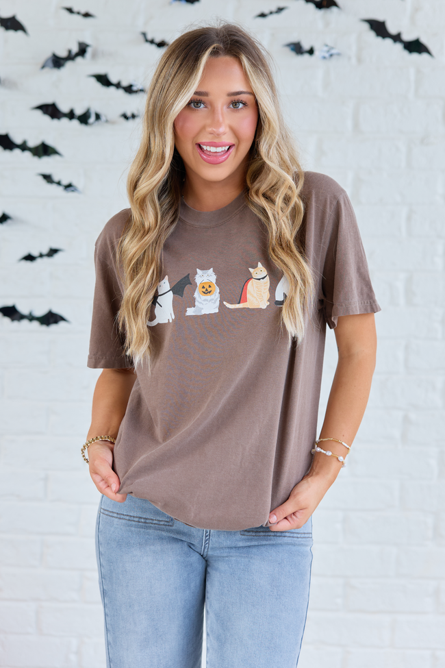 Halloween Cats Brown Graphic Tee