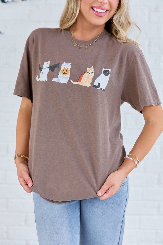 Halloween Cats Brown Graphic Tee