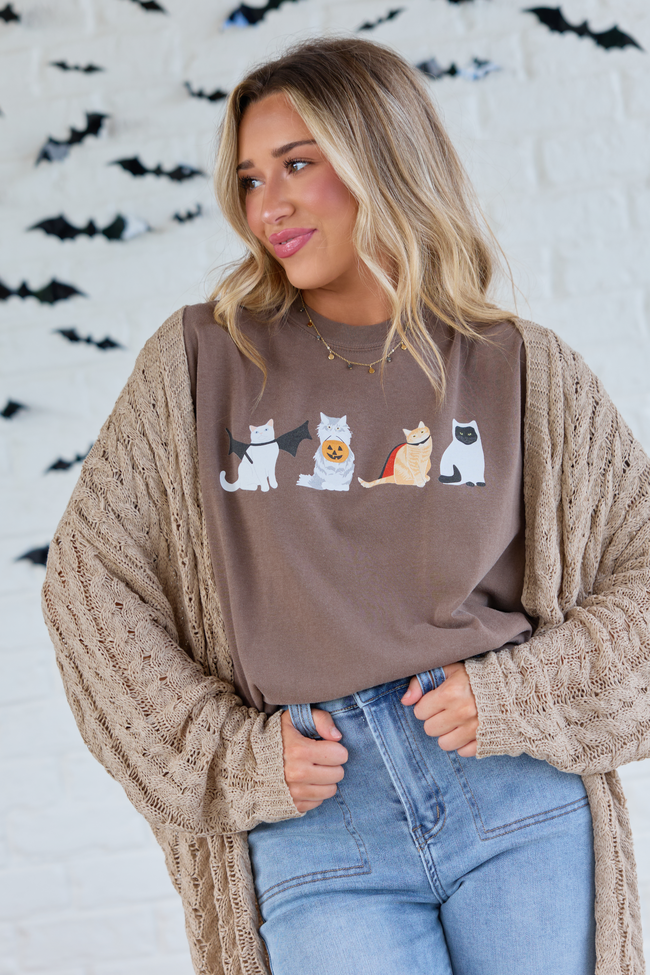 Halloween Cats Brown Graphic Tee