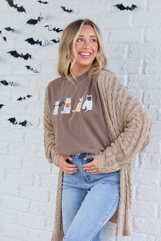Halloween Cats Brown Graphic Tee