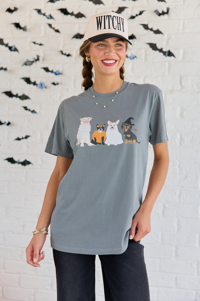 Halloween Dogs Grey Comfort Colors Graphic Tee