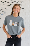 Halloween Dogs Grey Comfort Colors Graphic Tee