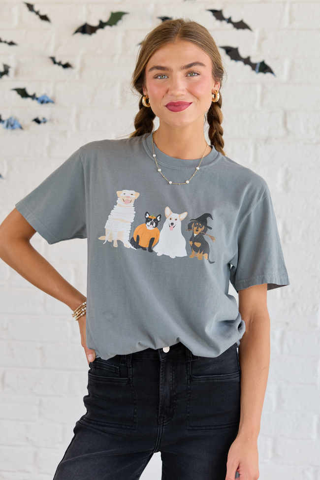 Halloween Dogs Grey Comfort Colors Graphic Tee