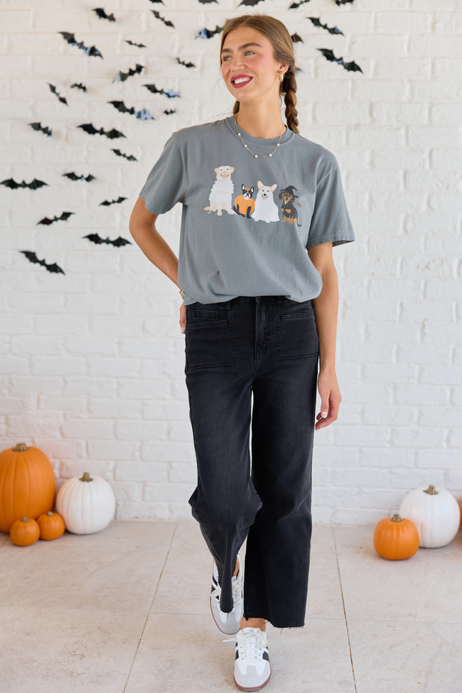 Halloween Dogs Grey Comfort Colors Graphic Tee