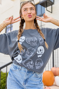 Skulls Charcoal Oversized Graphic Tee