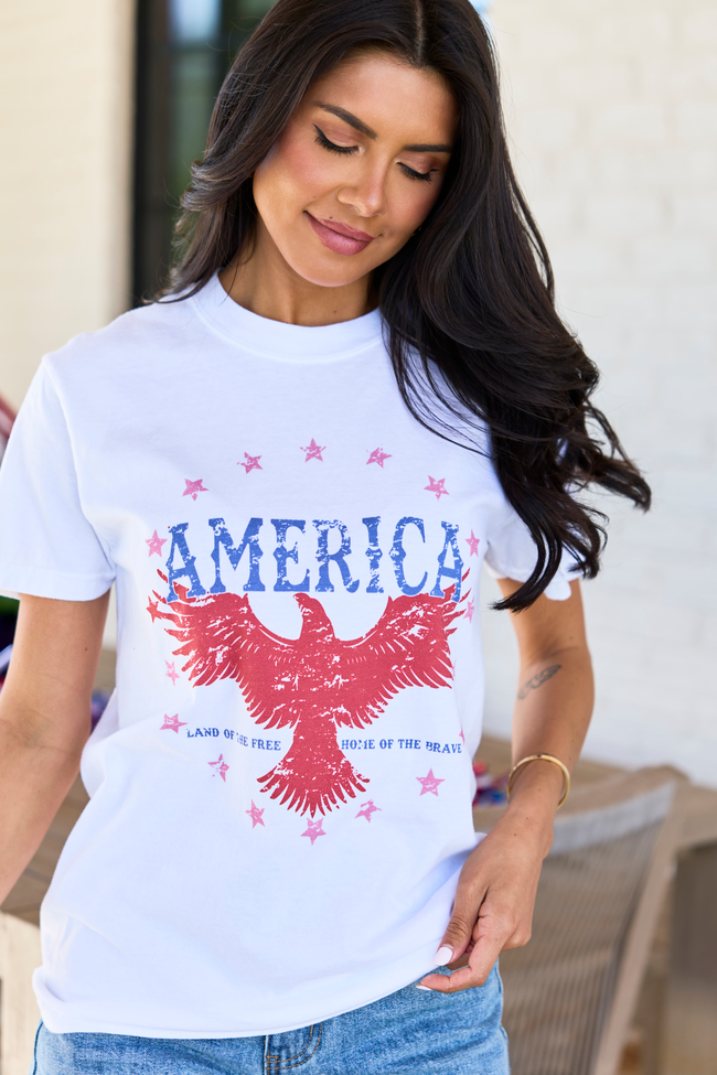 America Eagle White Comfort Colors Graphic Tee