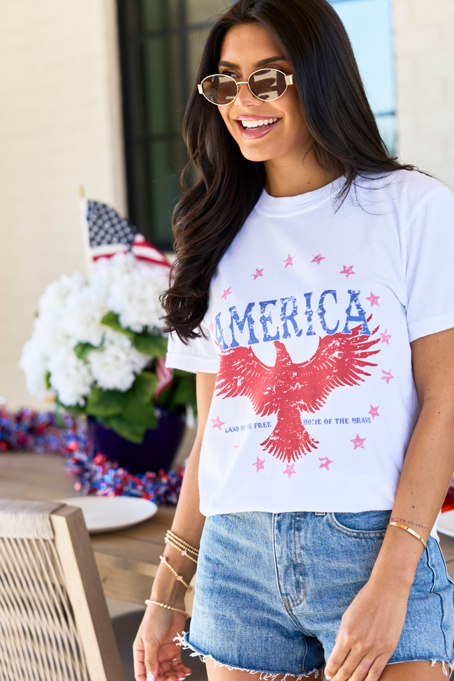 America Eagle White Comfort Colors Graphic Tee