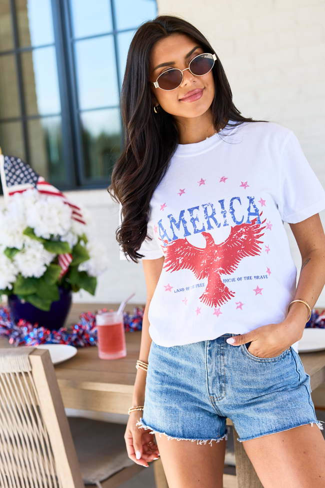 America Eagle White Comfort Colors Graphic Tee