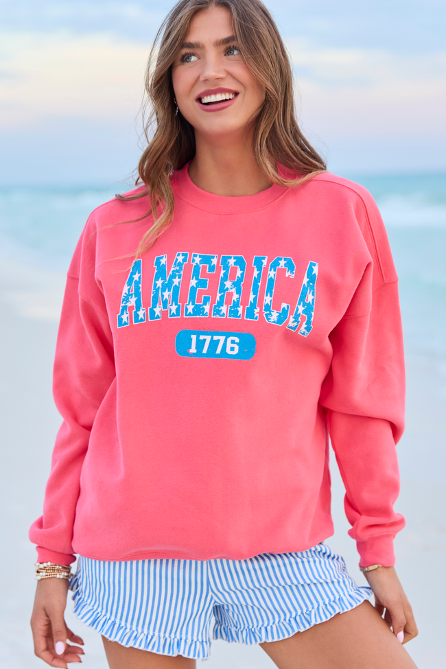 America Star 1776 Light Red Graphic Sweatshirt