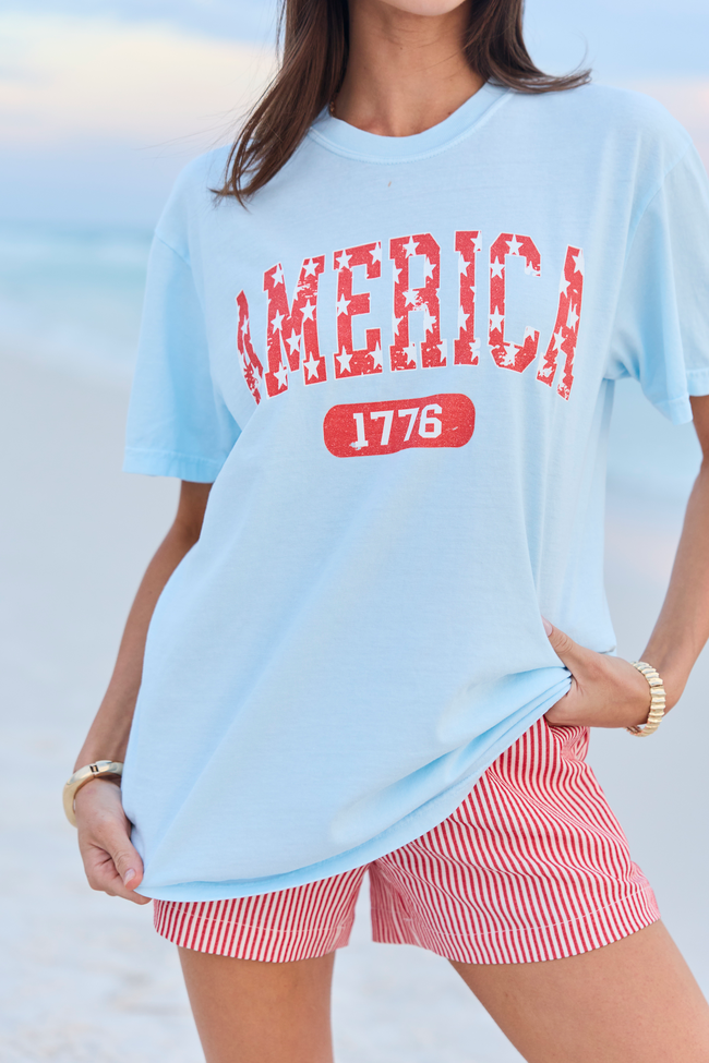 America Star 1776 Light Blue Comfort Colors Graphic Tee