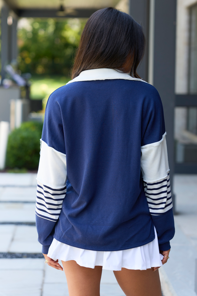 Play It Cool Blue Collared Pullover SALE